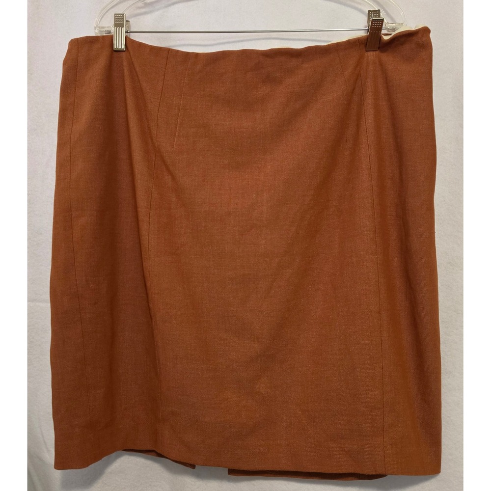 Express Rust Orange Textured Pencil Skirt Size 18 Back Vent Lined Professional